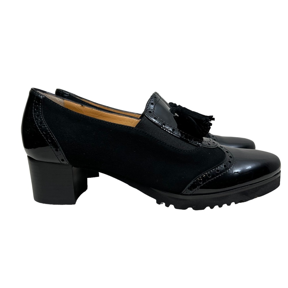 Alessandra Women Oxford Pump Black Patent Slip On Tassel Vibram Sole Size 8.5